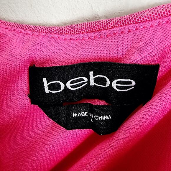 NEW Bebe Hot Pink Ruched Stretch Mini Dress - Picture 9 of 13